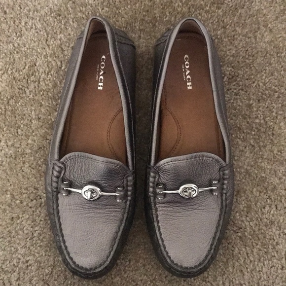 silver coach loafers